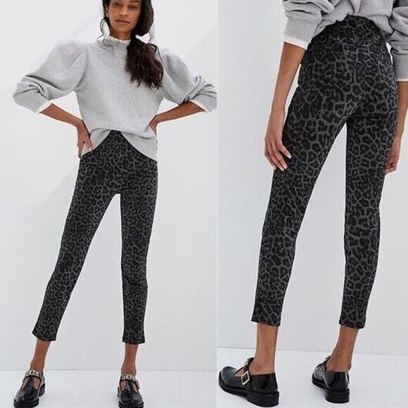 Sanctuary x Anthropologie Leopard Runway Shimmer Cropped Leggings Women Sz XS - Picture 3 of 10